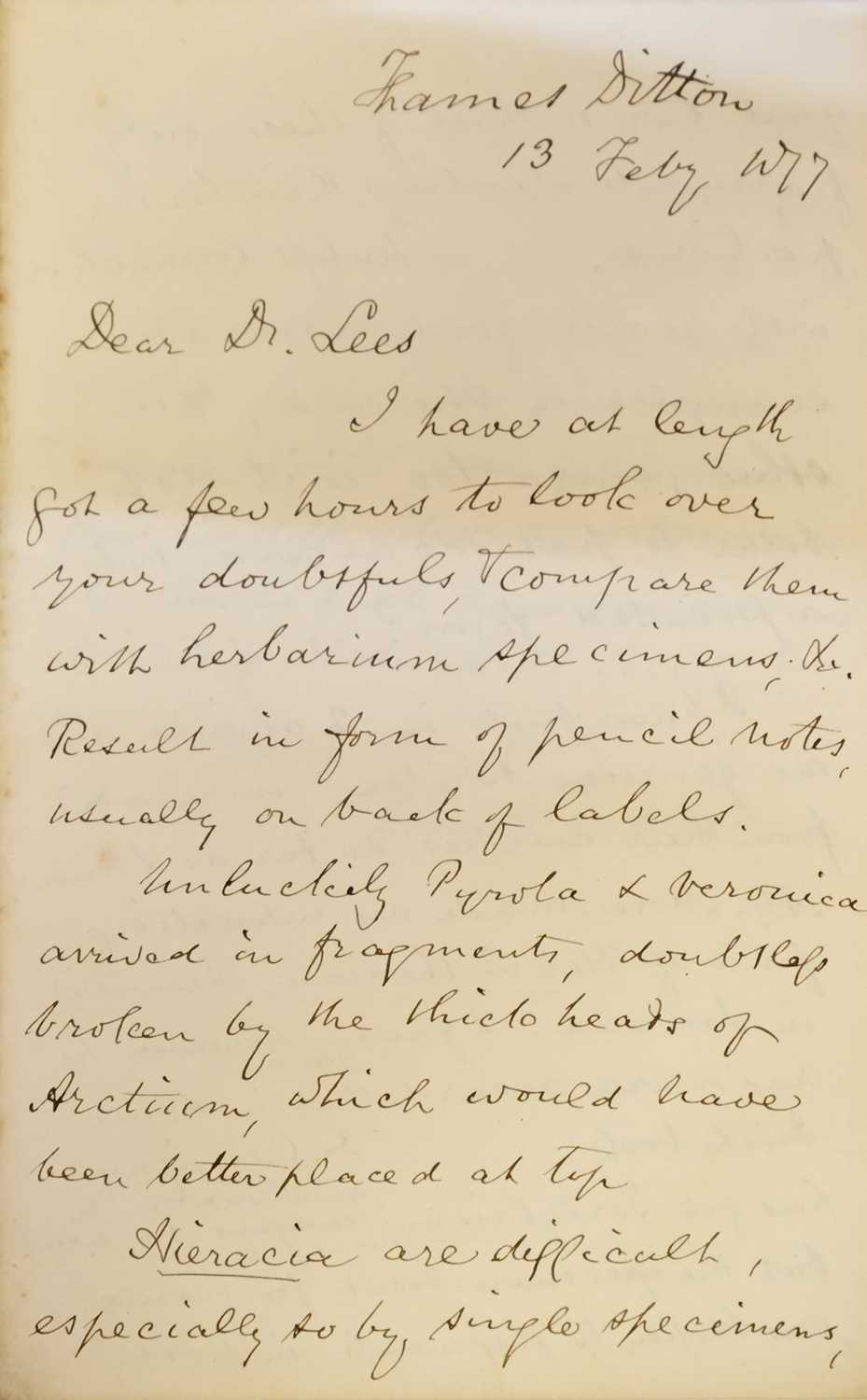 Lot 480 - Watson (Hewett Cottrell, 1804-1881). Autograph letter signed, 10 Ditton, 13 February 1877