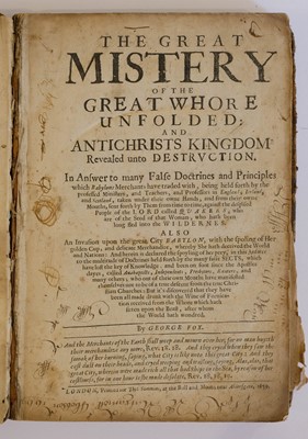 Lot 283 - Fox (George). The Great Mistery of the Great Whore Unfolded, 1659