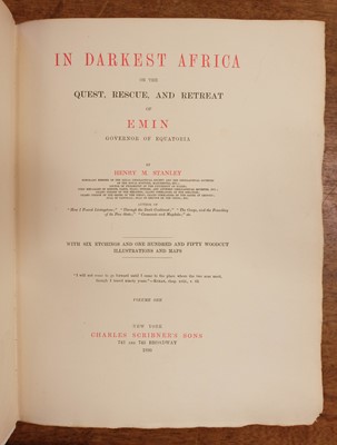 Lot 57 - Stanley (Henry M.). In Darkest Africa, 1890, one of 250 deluxe copies, signed by the author