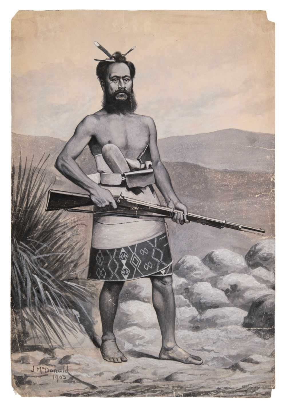 Lot 41 - McDonald (James Ingram, 1865-1956). Maori Warrior, 1903, original watercolour