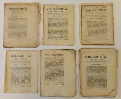 Lot 303 - Philosophical Transactions. Approximately 12 disbound numbers of Philosophical Transactions, 1669-96