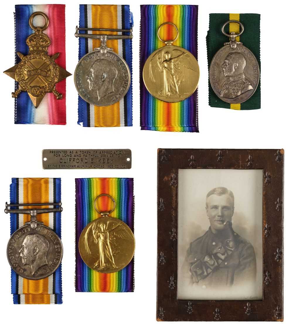 Lot 21 - Family Group. WWI medals to Pioneer Keey RE and Sergeant Keey RASC