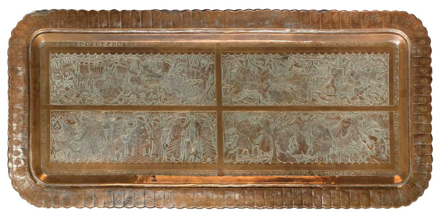 Lot 119 - Indian tray. A large Indian copper tray c.1900