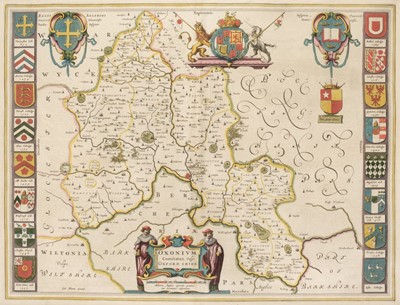 Lot 259 - Oxfordshire. Blaeu (Johannes), Oxonium comitatus vulgo Oxford Shire, circa 1645