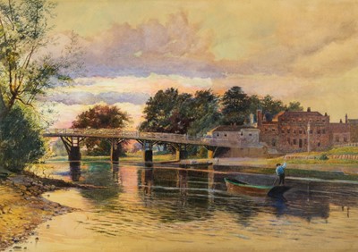 Lot 481 - English School. Old Bridge at Hampton, Middlesex, circa 1870