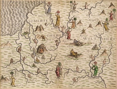 Lot 183 - Somerset & Wiltshire. Drayton (Michael), Untitled allegorical map, circa 1612