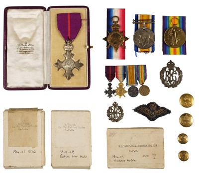 Lot 25 - Royal Flying Corps. A WWI MBE group to 2/Lieut C G Hetherington