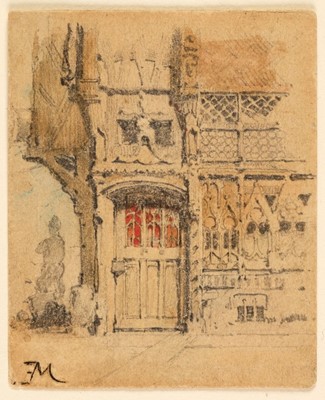 Lot 496 - Meissonier (Jean Louis Ernest, 1815-1891). Study of the facade of a medieval building