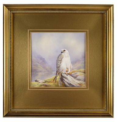 Lot 300 - Holloway (Milwyn). Eagle perched on a rock, handpainted plaque