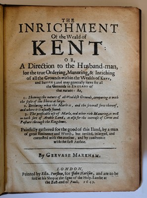 Lot 86 - Markham (Gervase). The Inrichment of the Weald of Kent, 1649