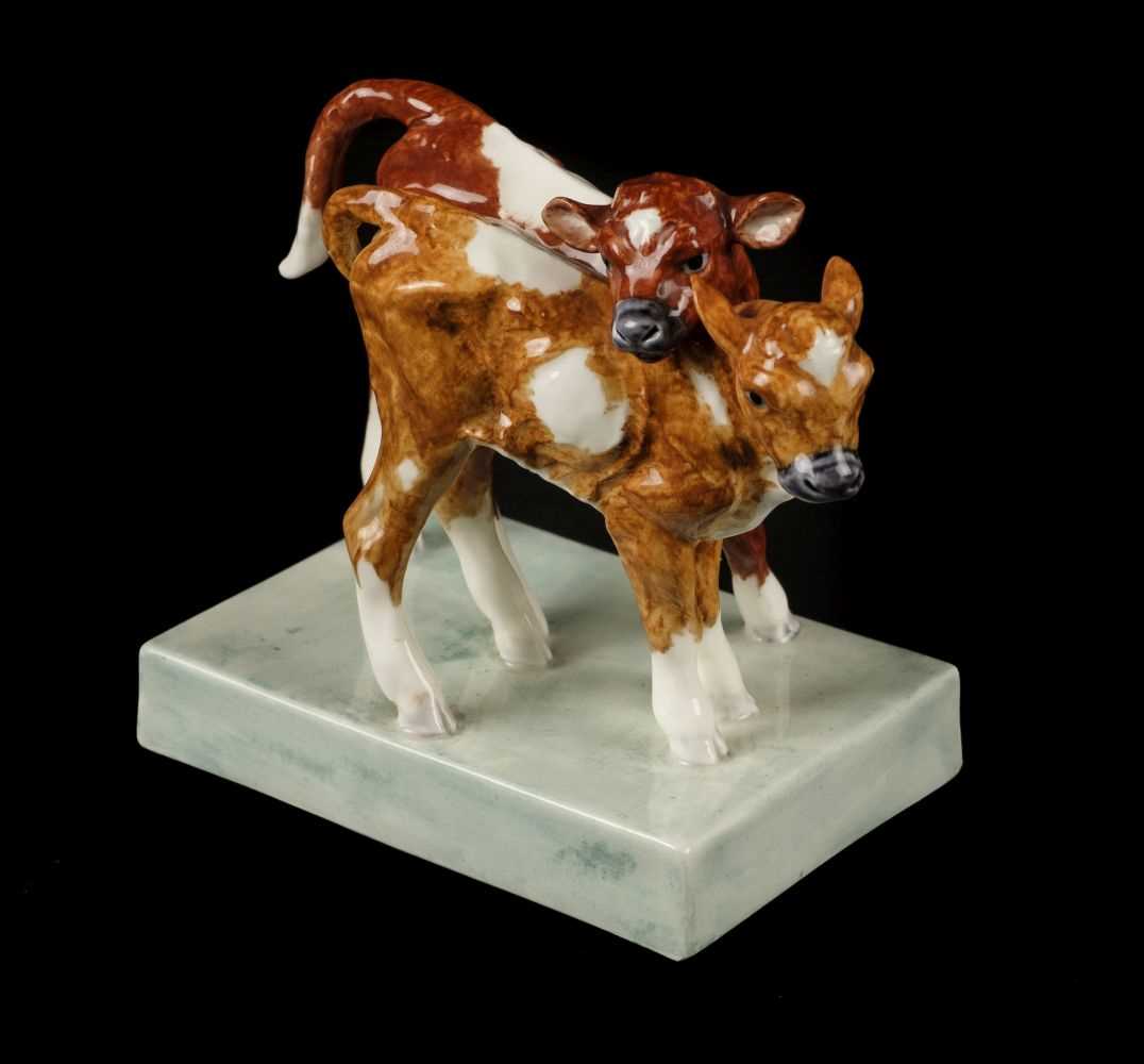 Lot 314 - Royal Worcester. "Calves" modelled by Doris Linder 3146