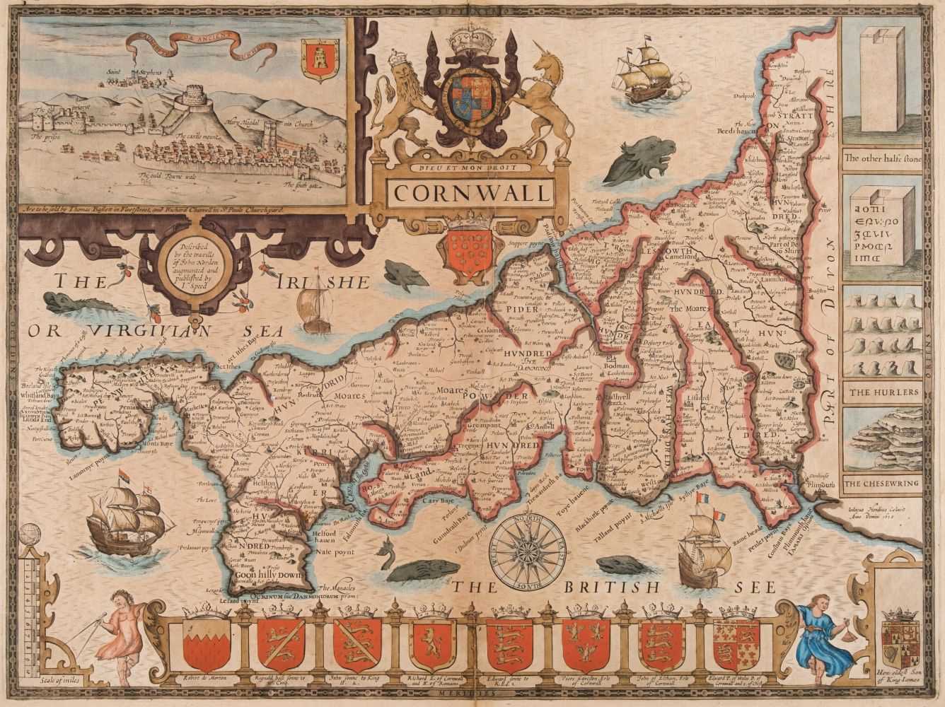 Lot 130 - Cornwall. Speed (John), Cornwall, published Thomas Bassett & Richard Chiswell, 1676