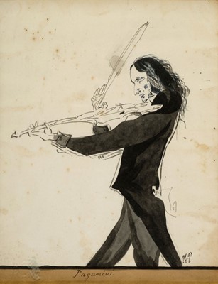 Lot 504 - William Probyn of Longhope (fl. 1830). 2 portraits of Niccolo Paganini