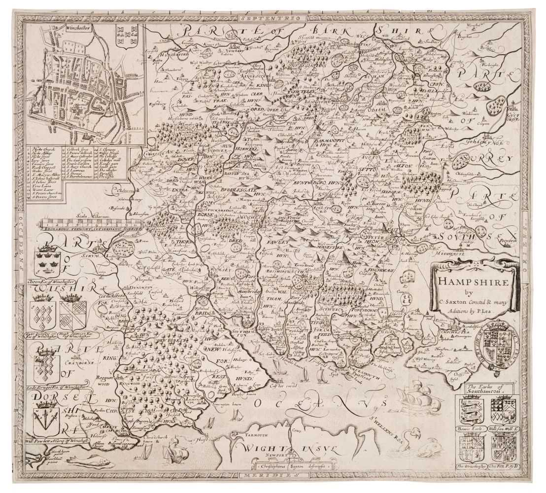 Lot 156 - Hampshire. Saxton (Christopher & Lea Philip), Hampshire..., circa 1695