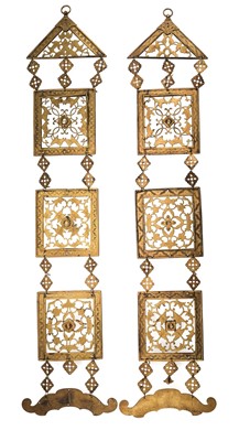 Lot 177 - Wall hangings. A pair of 18th century gilt metal wall hangings