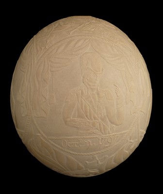 Lot 82 - Battle of Trafalgar. An ostrich egg, finely carved in shallow relief, circa 1805