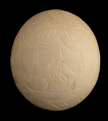 Lot 3 - Battle of Trafalgar. An ostrich egg, finely carved in shallow relief, circa 1805