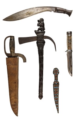Lot 2 - Daggers. A Caucasian jewel encrusted jambiya and others weapons
