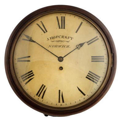 Lot 93 - Clock. A 19th century fusee wall clock by J. Hopcraft, Norwich