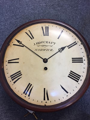 Lot 93 - Clock. A 19th century fusee wall clock by J. Hopcraft, Norwich
