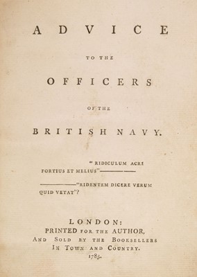 Lot 53 - Royal Navy. Advice to the Officers of the British Navy, 1st edition, 1785, rare satire
