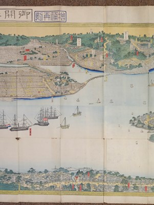 Lot 196 - Yokohama. Sadahide (Utagawa), Panorama of Yokohama, circa 1860