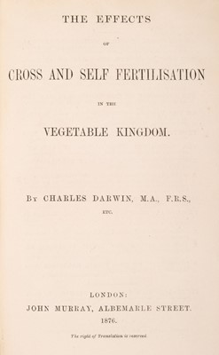 Lot 80 - Darwin (Charles). The Effects of Cross and Self Fertilisation, 1876