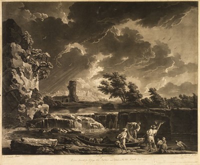 Lot 392 - Laurie (Robert) Landscape with storm and fishermen by the river and others