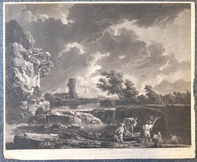 Lot 392 - Laurie (Robert) Landscape with storm and fishermen by the river and others