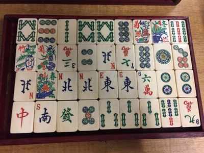 Lot 189 - Mahjong. A Chinese hardwood cased mahjong set