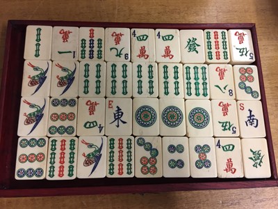 Lot 189 - Mahjong. A Chinese hardwood cased mahjong set