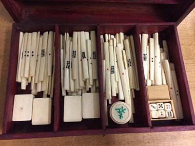 Lot 189 - Mahjong. A Chinese hardwood cased mahjong set