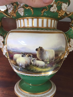 Lot 324 - Royal Worcester. A Royal Worcester sheep vase by Harry Davis