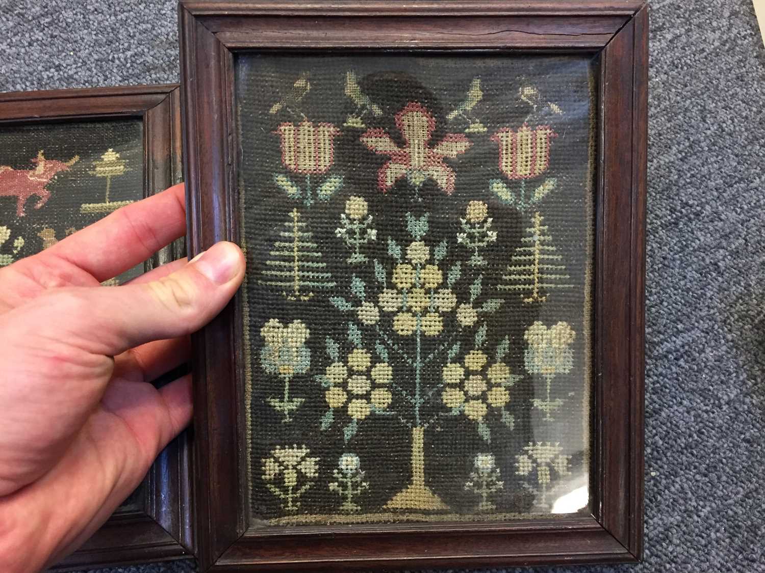 Lot 269 - Embroidered pictures. A pair of Quaker