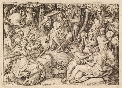 Lot 405 - Delaune (Etienne, 1518/19-1595). Apollo and The Muses on Mount Parnassus