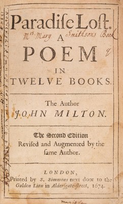 Lot 299 - Milton (John). Paradise Lost, 2nd edition, 1674