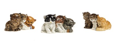 Lot 318 - Royal Worcester. A collection of kittens modelled by Doris Lindner