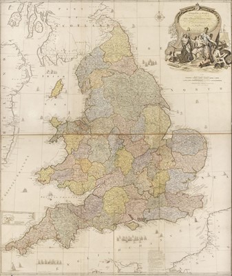 Lot 203 - England & Wales. Rocque (John), Large map of England & Wales, 1794