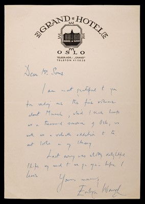 Lot 371 - Waugh (Evelyn, 1903-1966). Autograph letter signed, 'Evelyn Waugh'