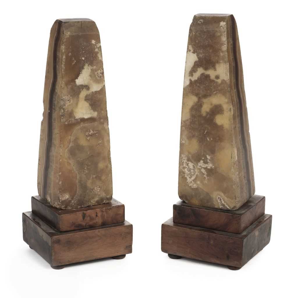 Lot 17 - Grand Tour. A pair of late 18th century alabaster obelisks