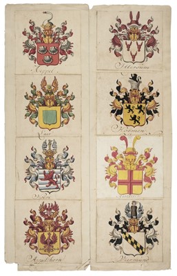 Lot 515 - Heraldry. A collection of fine handpainted heraldic armorials, early 18th century