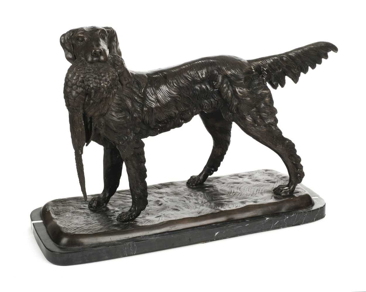 Lot 9 - Bronze Sculpture. A modern bronze setter and pheasant