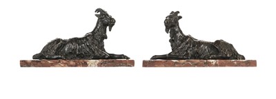 Lot 15 - French School (19th century). A pair of bronze goats