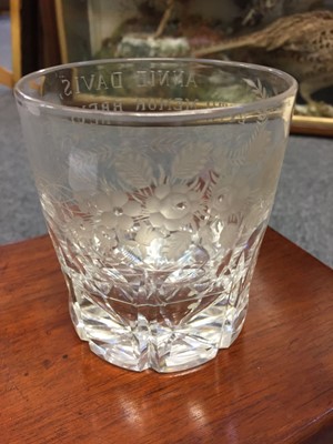 Lot 154 - Tumbler. A Victorian glass presentation tumbler 1897