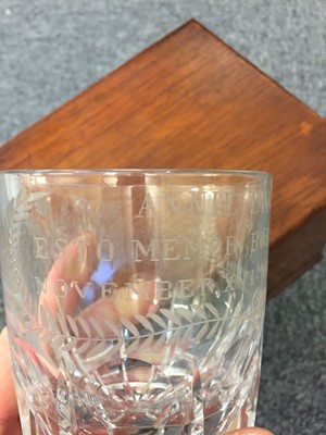 Lot 154 - Tumbler. A Victorian glass presentation tumbler 1897