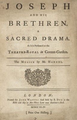 Lot 420 - Handel (George Frideric). Joseph and his Brethren, 1st edition, 1744