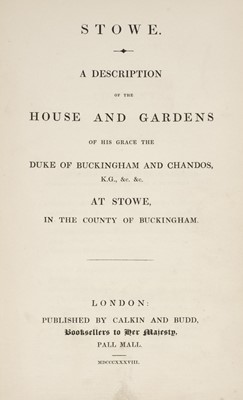 Lot 68 - Stowe. A Description of the House and Gardens, 1817