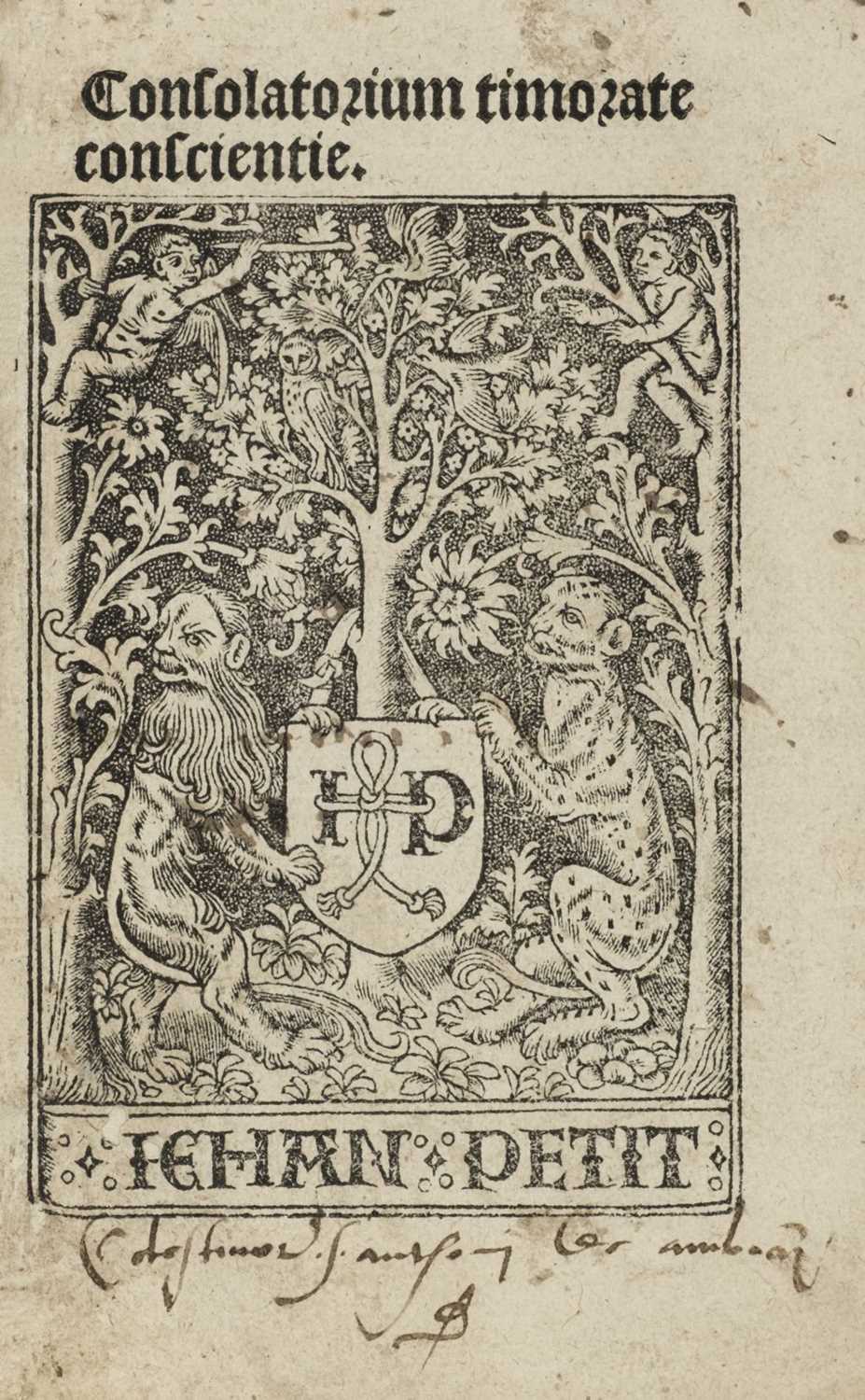 Lot 378 - Nider (Johannes). Consolatorium timorate conscientie, [Paris]: Jehan Petit, c.1508-18