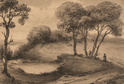 Lot 480 - Munro (Thomas, 1759-1833). Landscape with a lake, trees and a figure