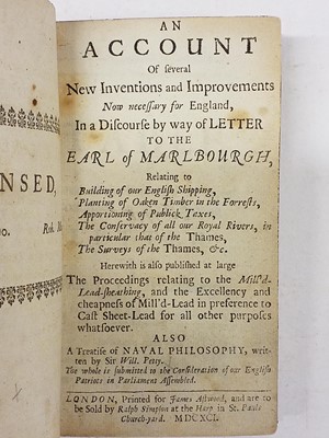 Lot 379 - Hale (Thomas). An Account of several New Inventions now necessary for England, 1st edition, 1691